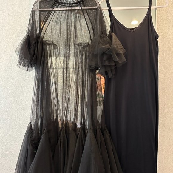 XL Black Anthropologie Tulle full length dress with slip dress included - Picture 2 of 8